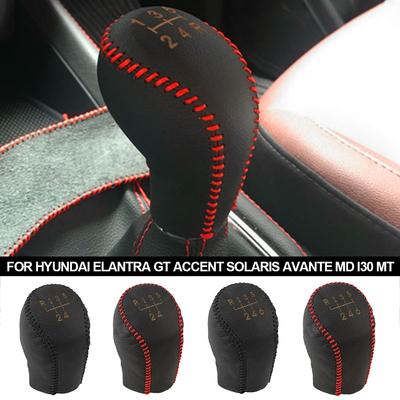 Colletti leva cambio in pelle a 5/6 velocità per Hyundai Elantra GT Accent Solaris Avante MD I30 MT Copertura/Custodia pomello cambio auto
