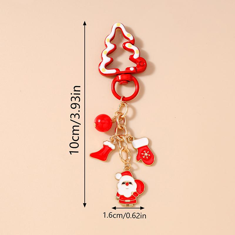 Christmas Tree Keychain Women Girls Santa Claus Snowman Key Ring Pendants For Handbag Decor Diy Key Chain  Year Gifts