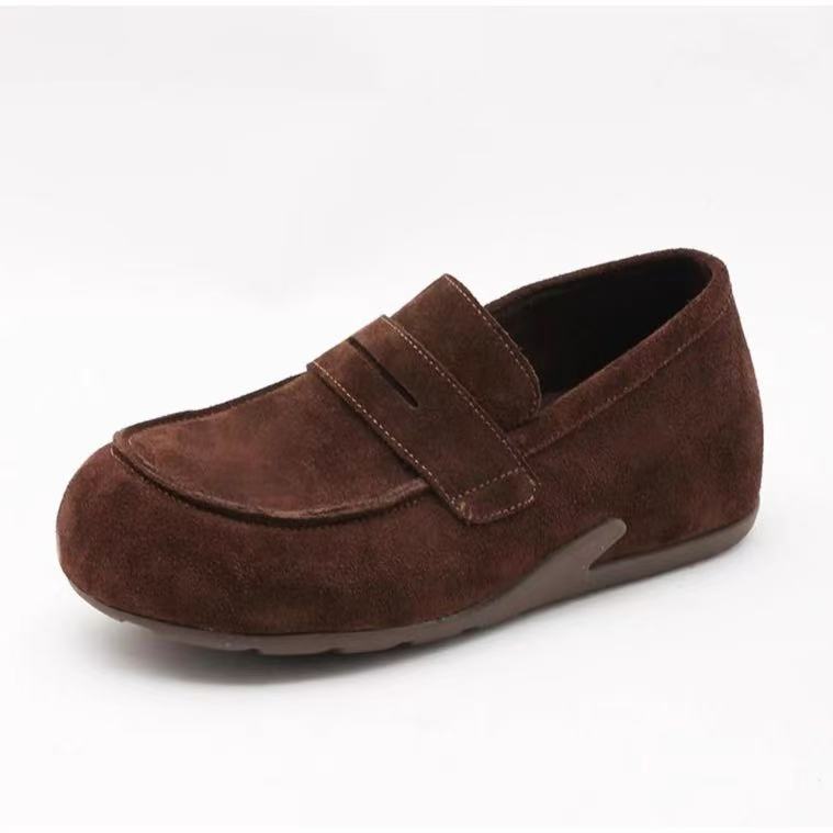 

New soft-soled Doudou shoes anti-velvet leather shoes CM retro shoes casual 40【foot length 25.0cm】 коричневий