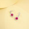 European S925 Sterling Silver Pillow-Shaped Ruby & Diamond Earrings with Pavé Gemstones - Women's Wedding Gift