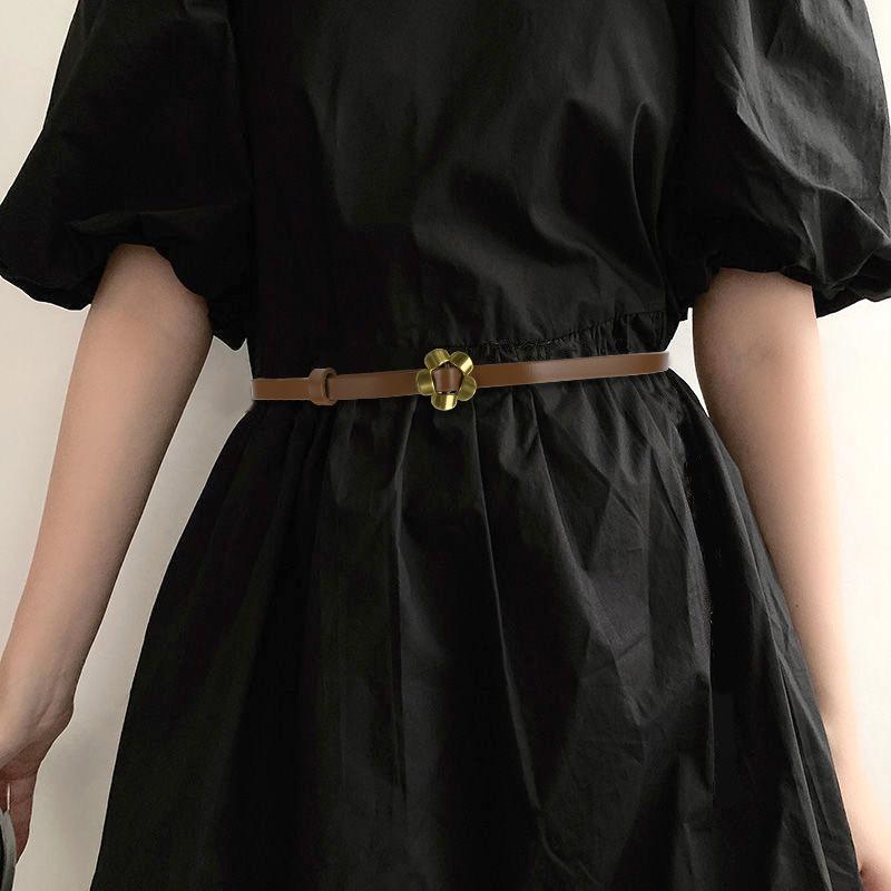 Fashionable and Versatile Decorative Sunflower Thin Belt for Women Ins Style Belt with Dress Waist Slimming and Trendy
