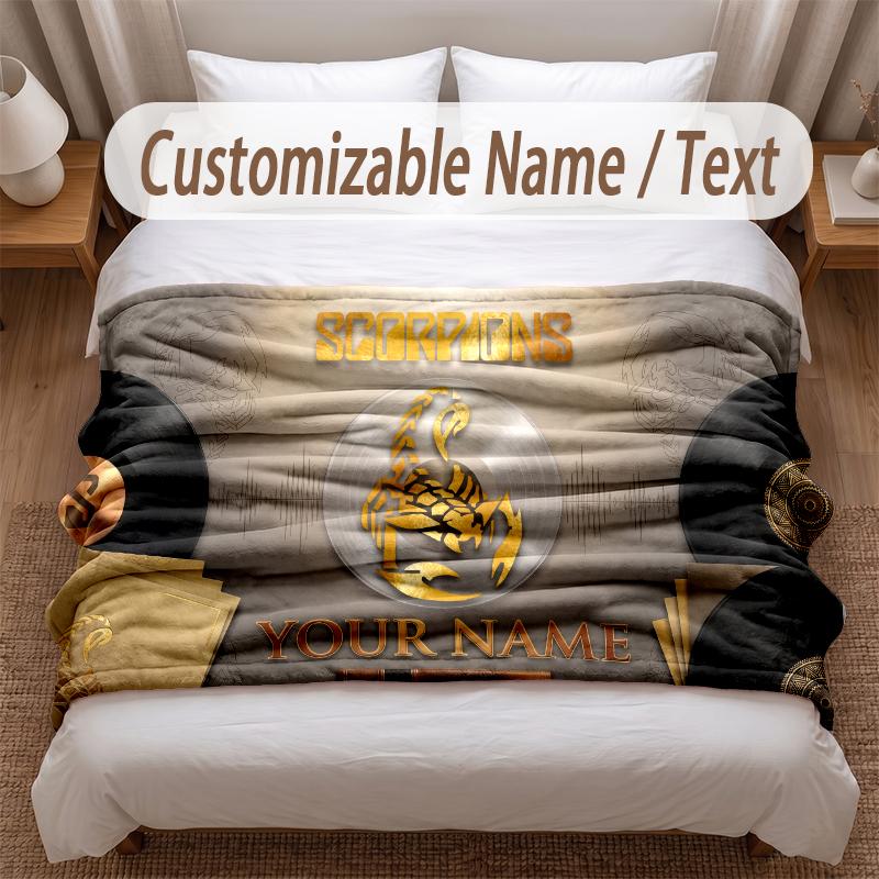 Skorpione Aufdruck Flanelldecke Benutzerdefinierter Name Text Weich Warm Überwurf Für Schlafzimmer Feiertagsgeschenk
