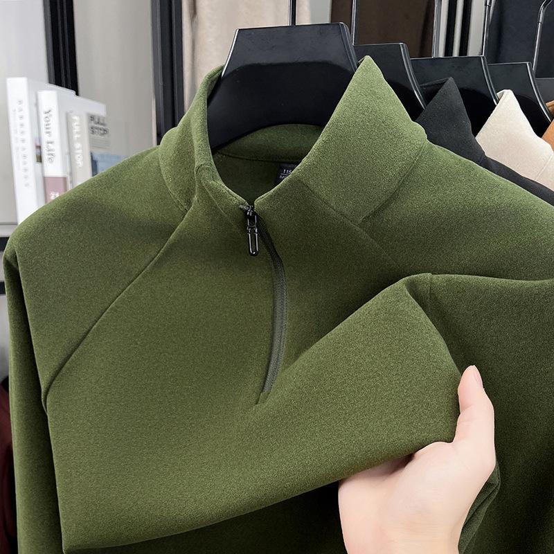 Men s Double-Sided Fleece Half-High Collar Zipper Hoodie - Warm, Fluffy, Casual Base Layer for Autumn and Winter. M (95-110 lbs)