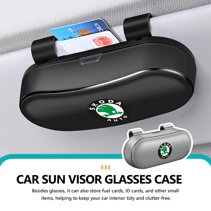 Car Sun Visor Sunglasses Glasses Case Glasses Holder Clip Box For Skoda Fabia Kamiq Superb Scala Enyaq-iV MK3 VisionS Yeti ZA1