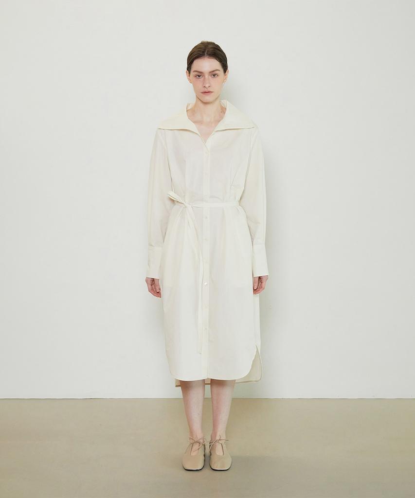 Supaeg Pima Cotton Shirt Dress _ Ivory, Sky Blue, Black