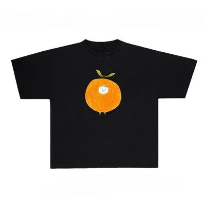 Orange Boy Graphic Print Autumn Pure Cotton Unisex T-shirt Short Sleeve Street Fashion Trend Clothing Kpop Harajuku Kawaii