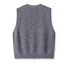 Women Knitwear Autumn Women Double Zipper V-neck Chic Simple Sleeveless Sweater Vest Out Wear Warm Gray Knitted Coat Cardigan