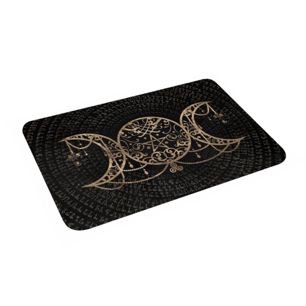 Triple Moon Goddess Doormat Mat Anti-Slip Pentagram Pagan Wiccan Kitchen Bath Balcony Rug Carpet 40*60cm