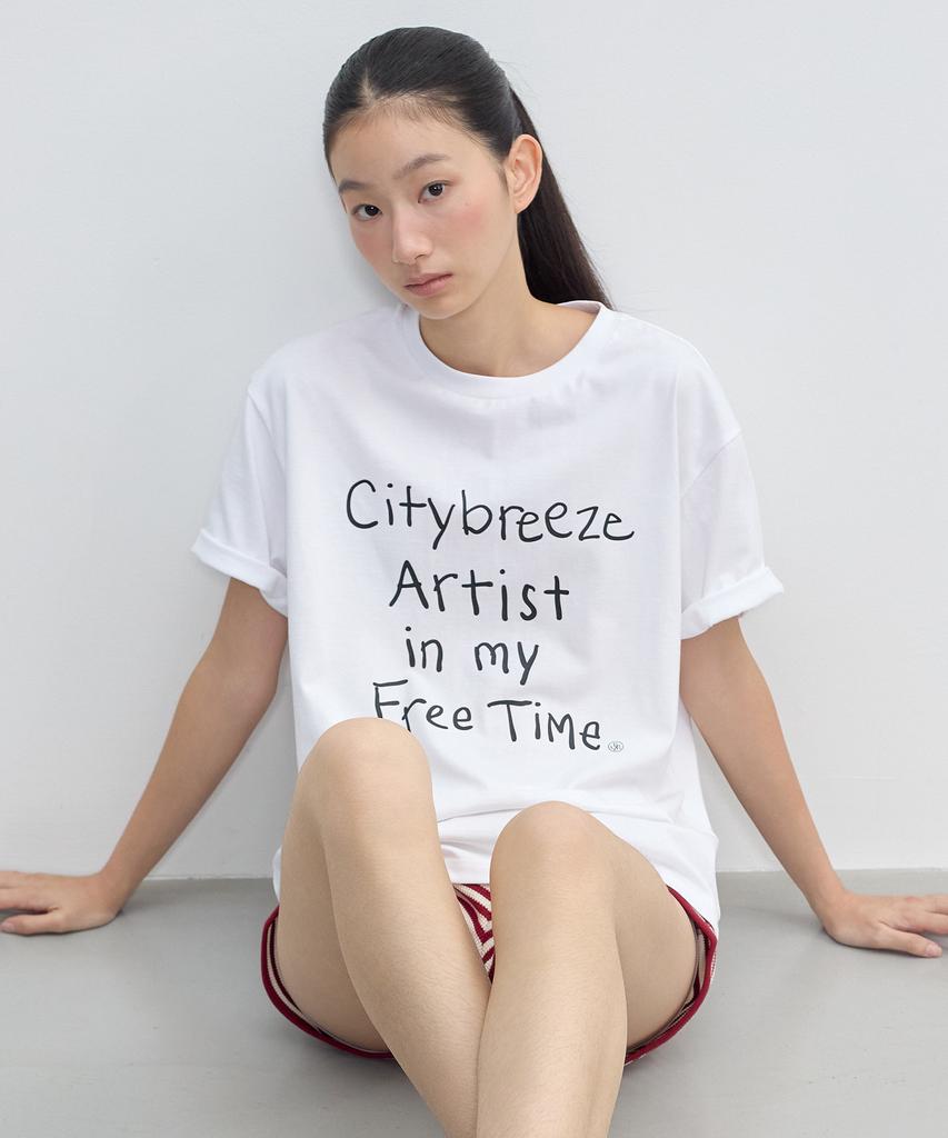 CITYBREEZE Handwriting Loose Fit Short Sleeve T-Shirt_2 Colors
