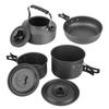 Camping Cookware Kit Aluminum Alloy Pot Teapot Fry Pan Saucer Plate Bowl Soup Spoon for Outdoor Traveling