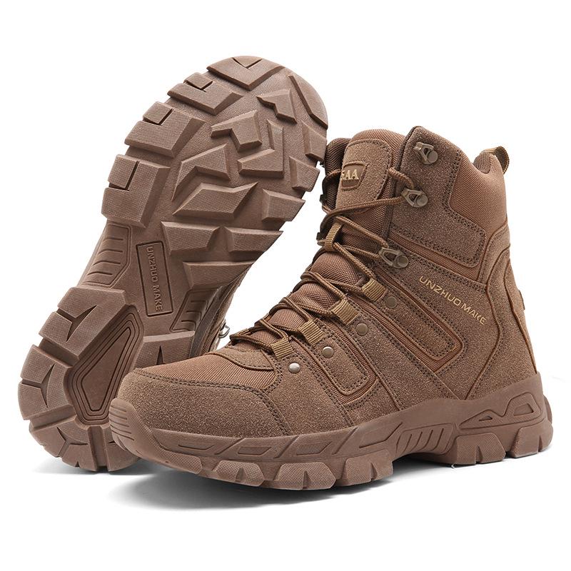 Men's Breathable Mid-Top Tactical Hiking Boots - Wear-Resistant, Large Size Military Duty Footwear