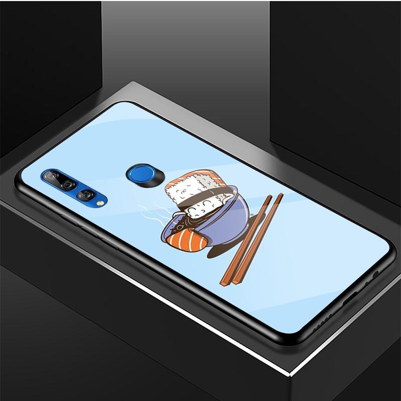 Kreskówkowe sushi Hartowane Szkło Etui na Telefon Dla Huawei honor 8X 9 10i 20i 20Lite 20Pro 30 Pro Pokrowiec