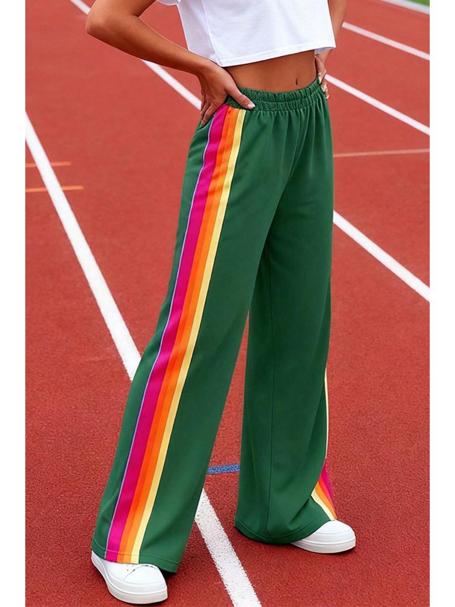 European 2025 Women s Color Block Casual Pants M зелёный