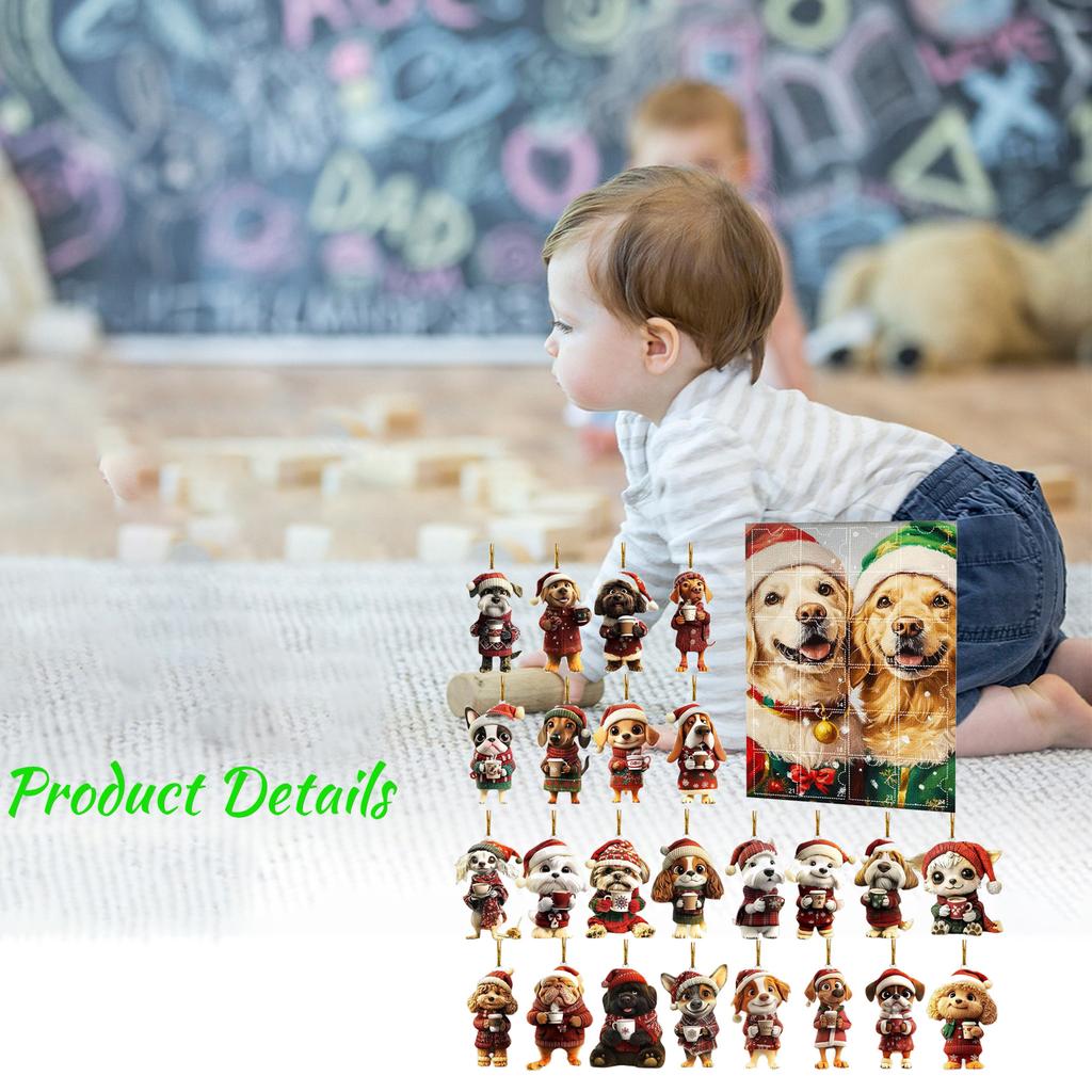 2D Labrador Advent Countdown Box Christmas Tree Decoration Acrylic Pendant Independent Station