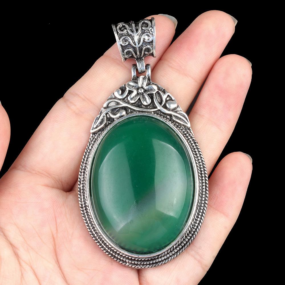 ET of gemtone crystal agate semi-precious stone alloy inlaid gemstone pendant, jewelry
