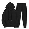 Women's Fashion Hooded Long Sleeve Color Zipper Elastic Waist Loose Sweatshirt Set