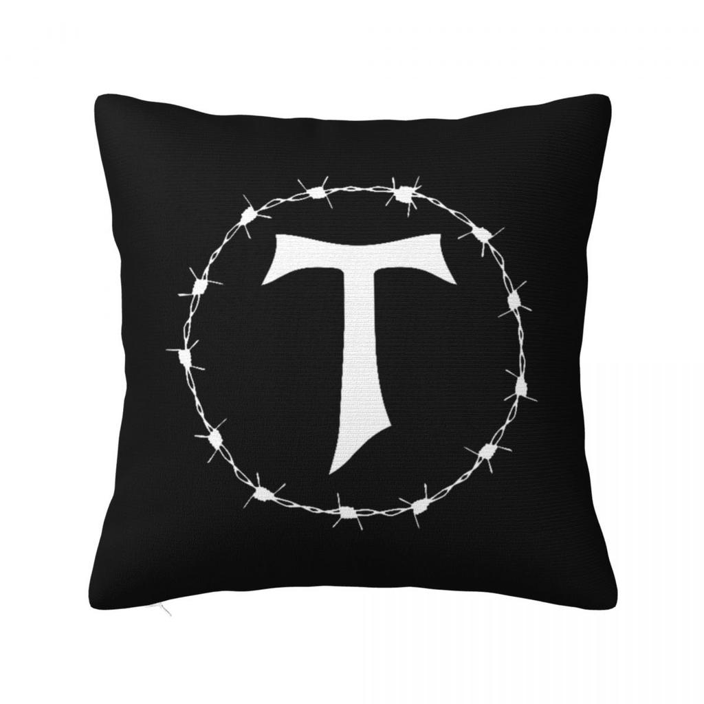 Tau Cross Barbed Wire Saint Francis Of Assisi Franciscan Gothic Square Pillowcase Pillow Cover CushionThrow Pillow for Home Sofa