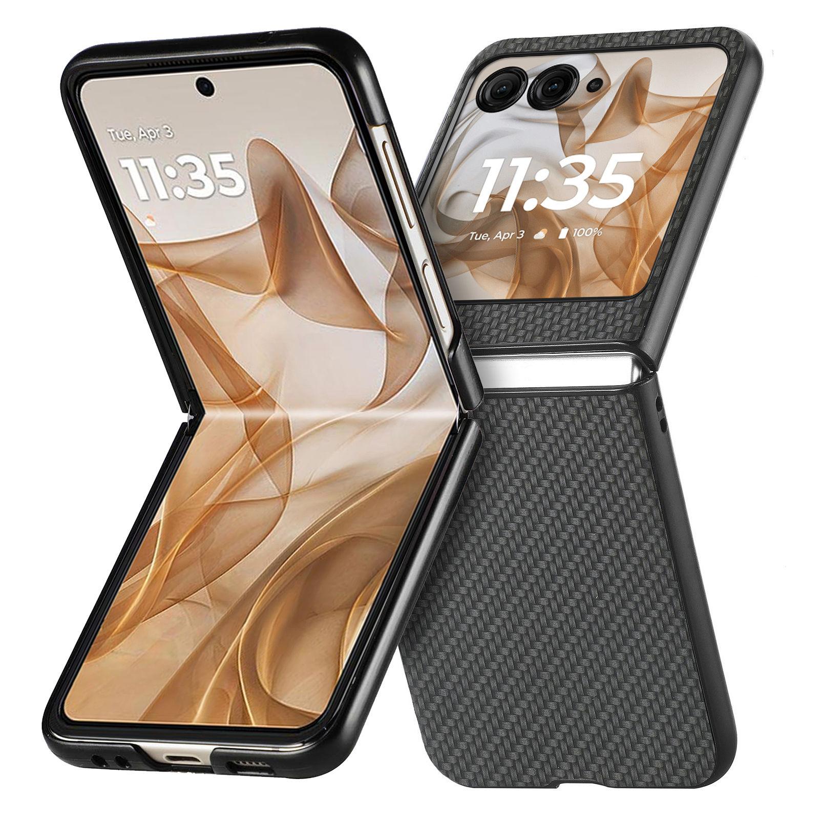 

Fashion Thin Carbon Fiber Texture Folding Case for MOTOROLA MOTO RAZR 70 Ultra 5G Razr70 Razr60 Razr 60 50 Ultra Razr50 Cover for RAZR 60 чёрный