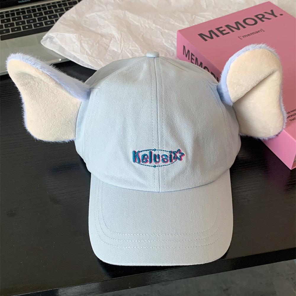 Plush Kitty Baseball Cap UV Protection Lop Ear Rabbit Hat Elephant Hat with Ears Nose Streetwear