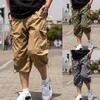 Pantaloni de lucru subțiri pentru bărbați, mărime mare, primăvară-vară, culoare solidă, pantaloni scurți, largi, cu buzunare multiple, pentru sport și agrement în aer liber