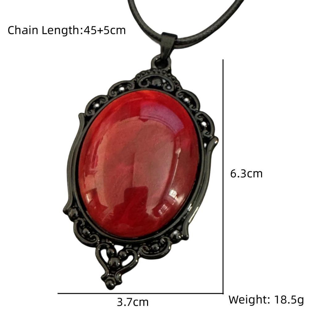 Personality Gothic Blood-red Resin Black Oval-shaped Lacework Pendant Necklace for Women Halloween Dark Magic Jewelry Jewelry