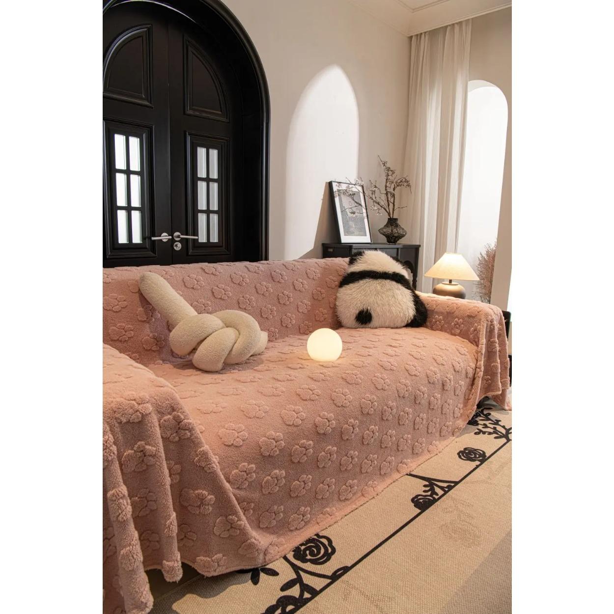 

Funda Sofa Living Room Footprint Jacquard Толстый теплый диванный плед Зимний чехол Sherpa для кемпинга и пикника 180x90