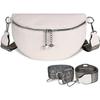 Fanny Packs for Women, Wide Strap Crossbody Bags, Leather Sling Belt Bag for Women, Trendy Waist Bags Waterproof for Party, Travel, Gift, White
