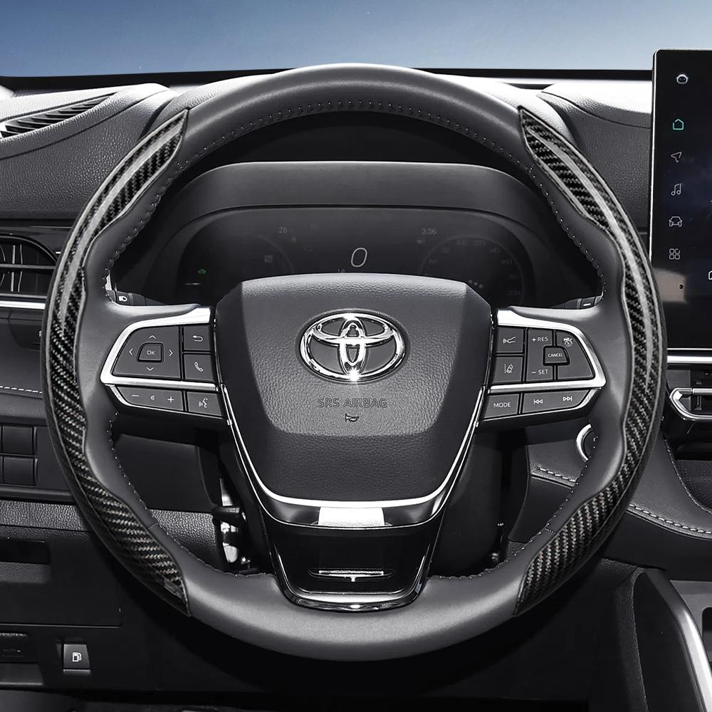 Suitable for Toyota Carbon Fiber Texture Steering Wheel Cover with Segmented Quick-Release Design, Durable, for Rav4, Hilux, Camry, Y