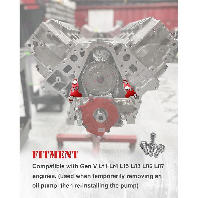 Oil Pump Alignment Tool Kit, Billet Aluminum Cam Swap Guiding Tool for Gen V LT1 LT4 LT5 L83 L86 L87 Engines (Red)