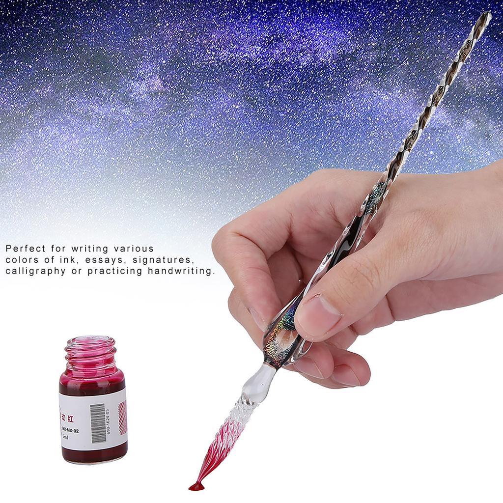 Glas-Dip-Stift Signatur-Tinte Stift Füllfederhalter Set mit Tintenhalter Bunt