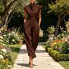 High Neck Cap Sleeve Midi Dresses for Women Summer Casual Business Work Dress High
