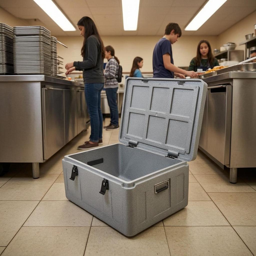 Large Capacity Insulated Food Box Portable with Hinged Lid
