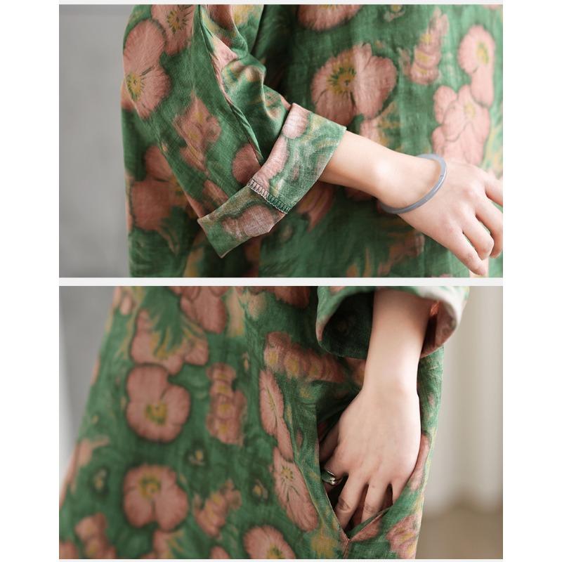 Dimanaf 2025 Women Plus Size Spring Long Dress Loose Floral Dress Basic Casual Maxi Vintage Printing Holiday