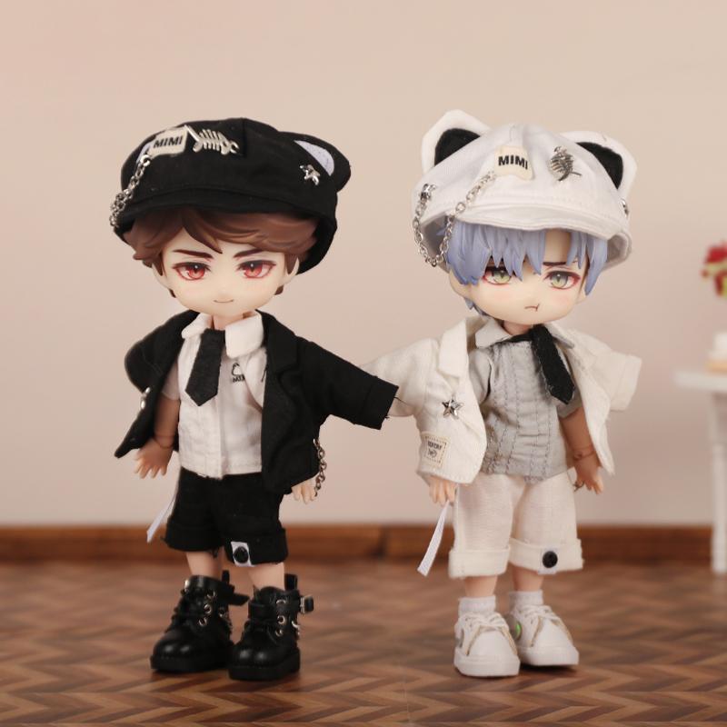OB11 Clother Cute Uniform Cat Doll Gentleman Suit Clothes Shirt Tie Decoration Fishbone Razor Hat 12 Points Bjd GSC Body