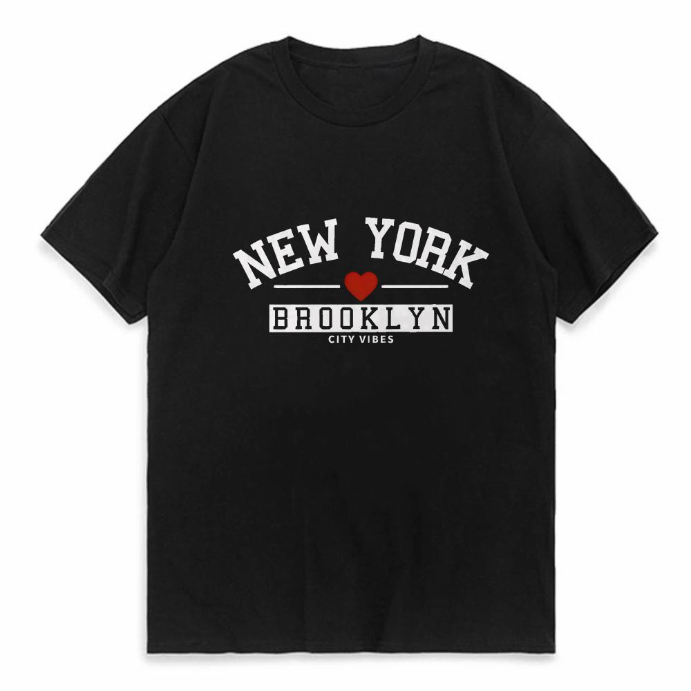 

New York Brooklyn City Vibes Letter Print T Shirt men Women Breathable Casual o neck Tshirt Street Hip Hop Summer Fashion tees 4XL