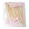 100PCS Disposable Fruit Tags, Pearl Decor Bamboo Sticks, Sharp Tip Luxury Style Skewers, for Cocktails Dessert Cakes Afternoon Tea Decorations