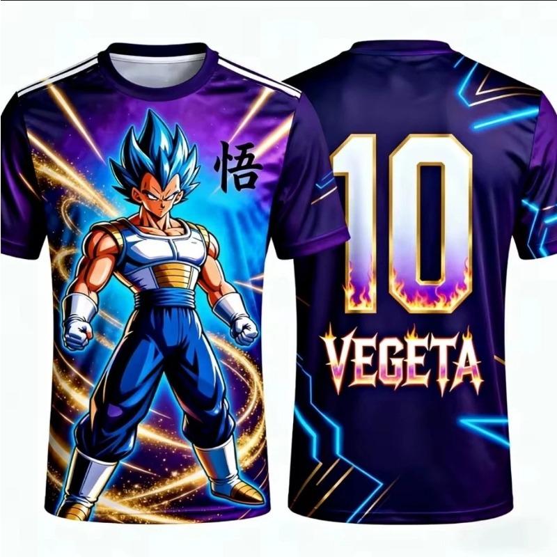 Dragon Ball Z Goku 10 Japan Anime T Shirt Men Red Orange Short Sleeve Crew Neck Soccer Jersey Cosplay Sports Casual Top