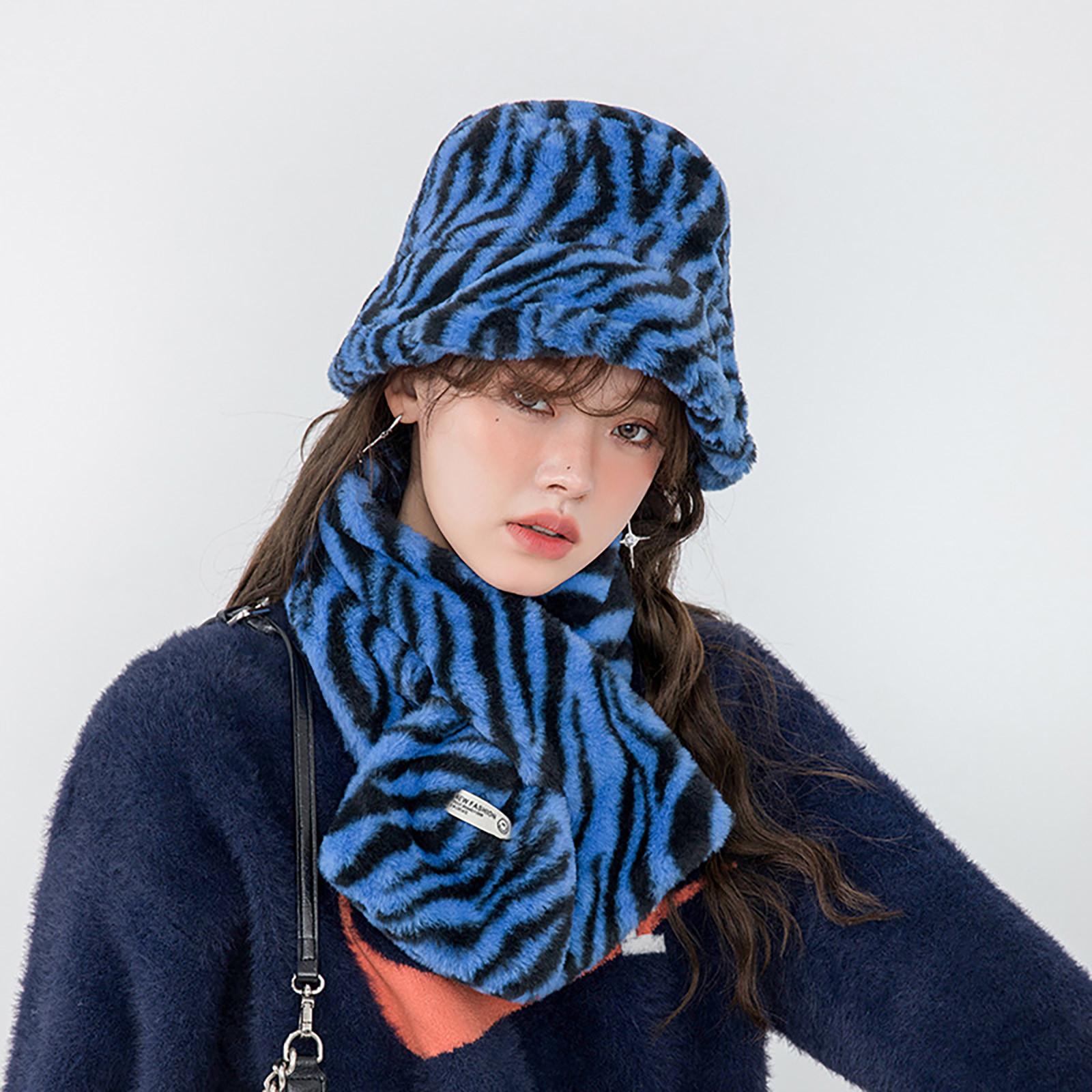 

Женская мода осенне-зимний теплый шарф с леопардовым принтом, шапка, комплект из двух предметов синий