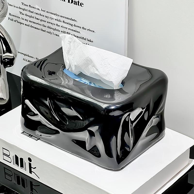 Creative handkerchief box, tissue box, pull-out tissue dispenser, napkin holder, light luxury style, home and room decoration