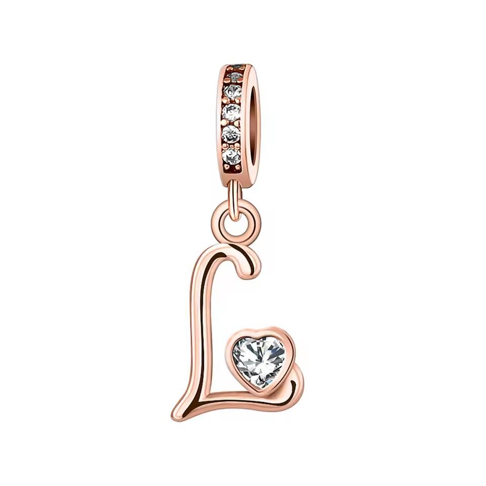 

New Copper Rose Gold Light Gold Two Tone 26 Letter English Pendant Charm Fit For Bracelets Necklaces Diy Jewelry Accessories