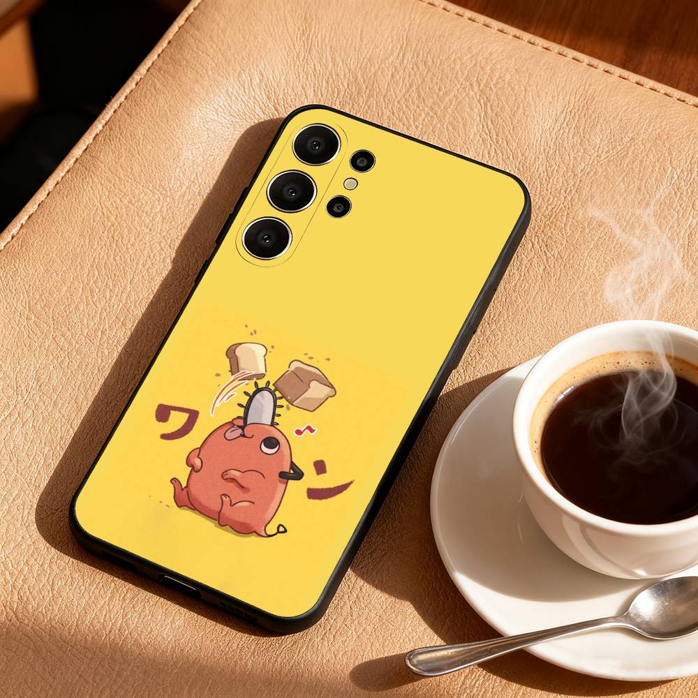 C-Chainsaw M-Man Pochita Phone Case For Samsung S26,S25,24,23,22,30,21,10,9,Ultra,Plus,Lite,FE Soft Black Case Samsung S25Plus