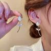 Exquisite Opal Flower Earrings For Women Rhinestone Long Tassel Zircon Earring Girls Wedding Party Temperament Jewelry