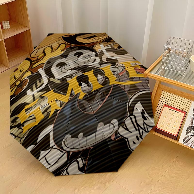 Bendy and the Ink Machine Windproof Auto 8 Rib Folding Umbrella Portable Outdoor Parasol