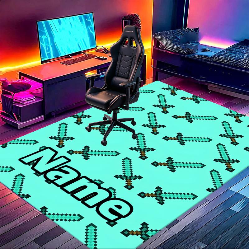 Custom Name Personalized Gamer craft Print Carpet, Versatile Home Decor Rug, for Playroom, Apartment, Balcony, Entryway, Hallway Gift