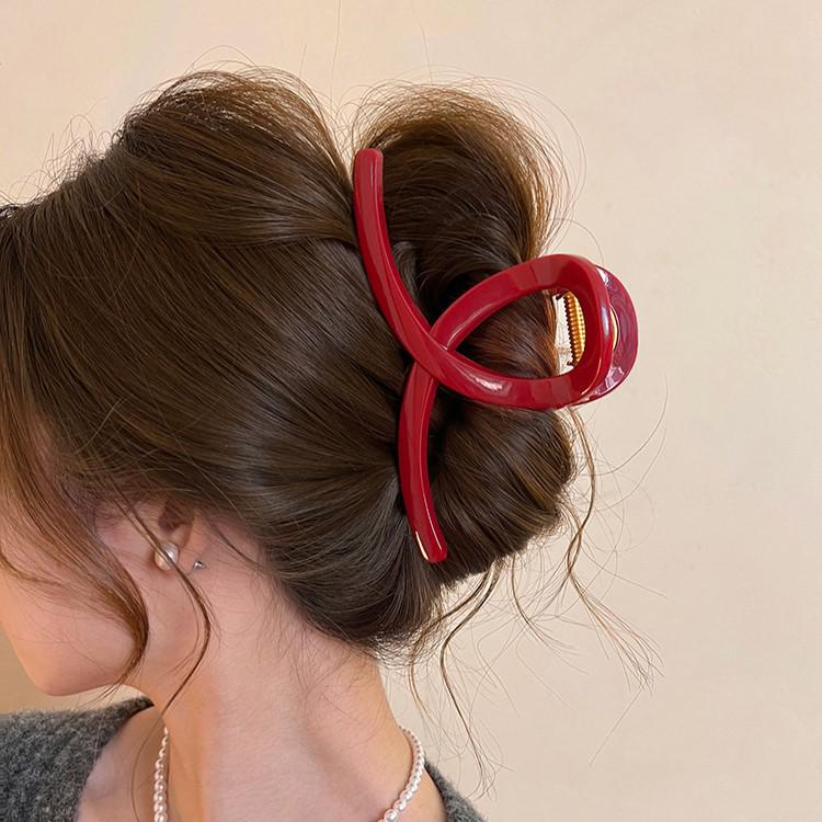 2024 High-End Headdress: Autumn/Winter Red Claw Updo Clip
