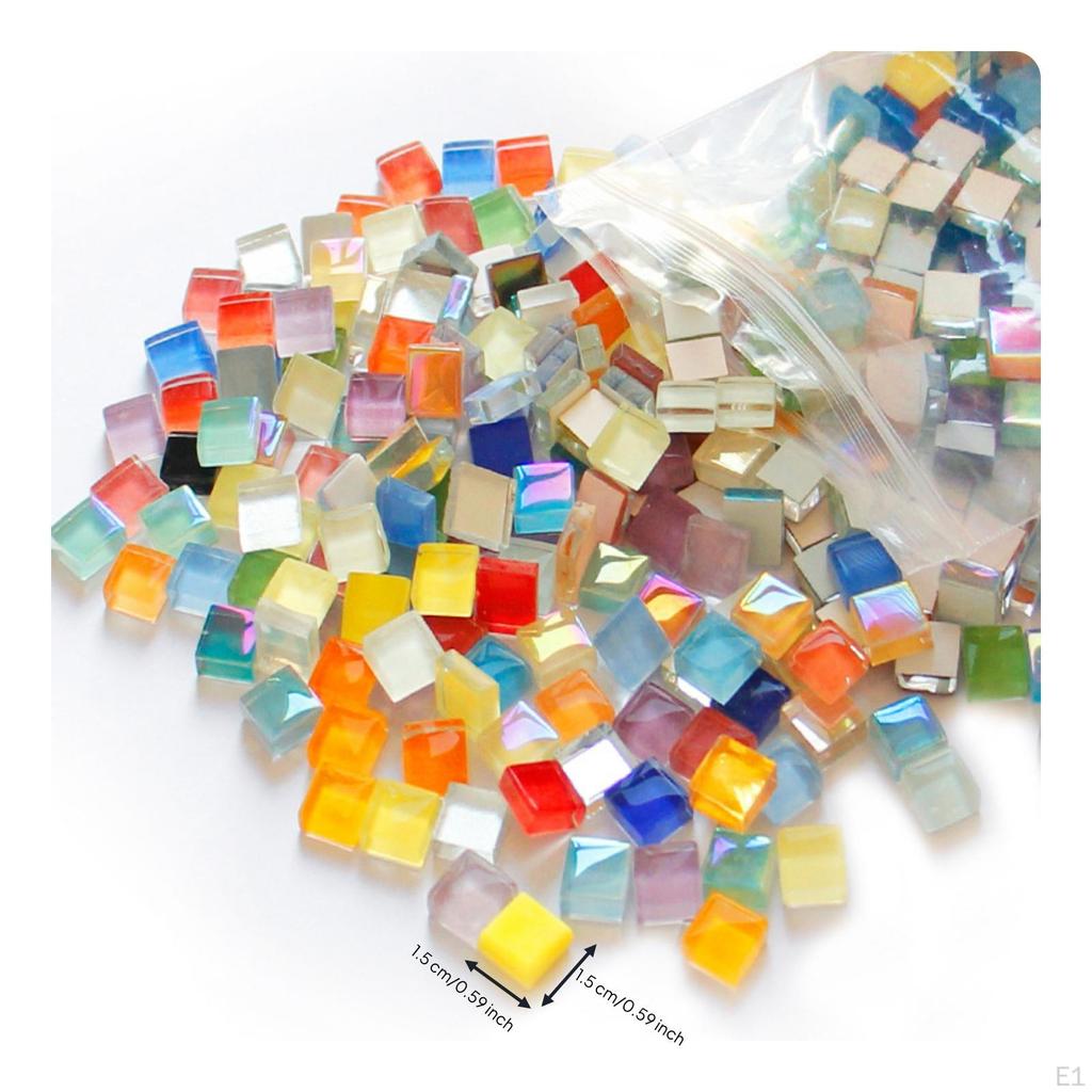 Square Glass Mosaic Tiles Multi-Colored Colorful for Crafters