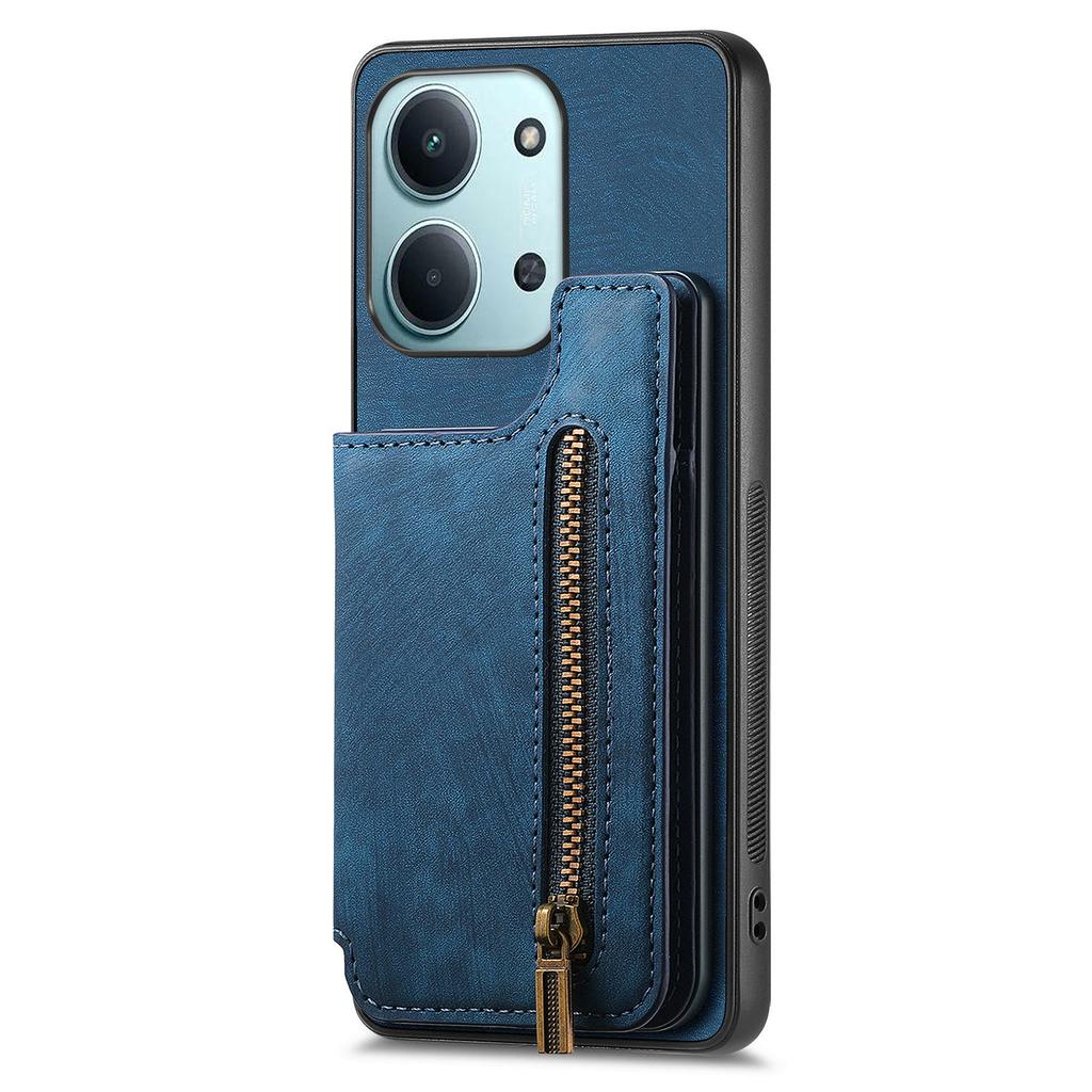 Phone Case For Xiaomi Redmi 15C 5G (EU) (173mm)/15C 4G (EU) (173mm) Retro Leather TPU Cover with Zipper Card Holder