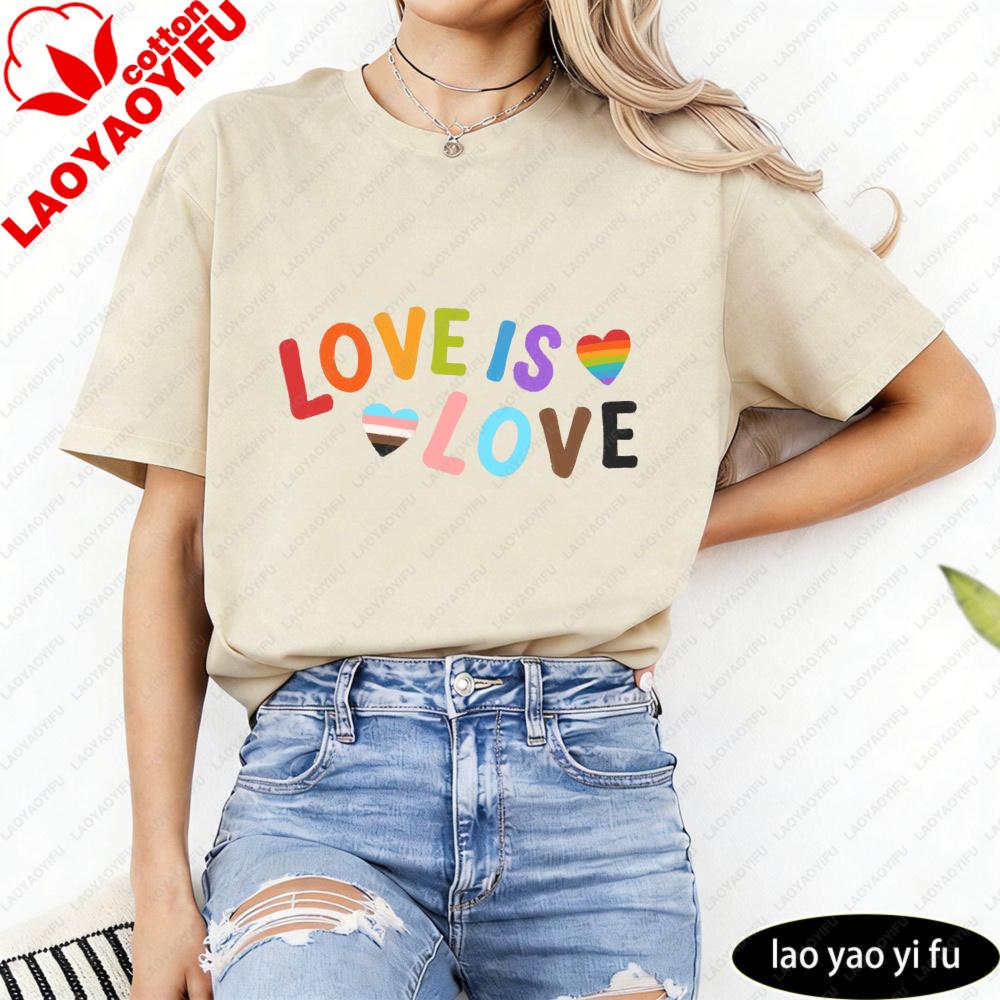 Inclusive Love Is Love Shirt Clean Cheerful Aesthetic Unisex Tshirt Lgbtq Pride Clothing Pride Month Unisex Casual Cotton TShirt