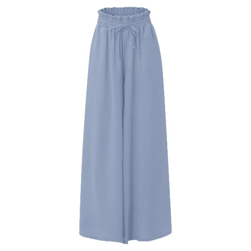Women's Summer New Wide Leg Pants, Elastic High Waist Long Palazzo Trousers Casual Skirt Pants