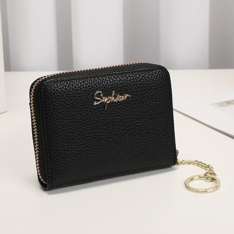

Anti-magnetic zipper envelope card bag, women s change bag, multi-card organ bag, pu card cover, solid color card bag, advanced sense чёрный